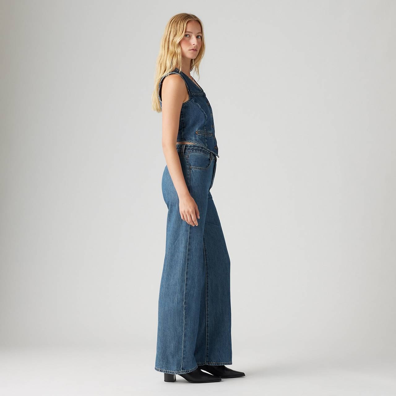 RIBCAGE WIDE LEG BRAIDED WOMEN'S JEANS - 5