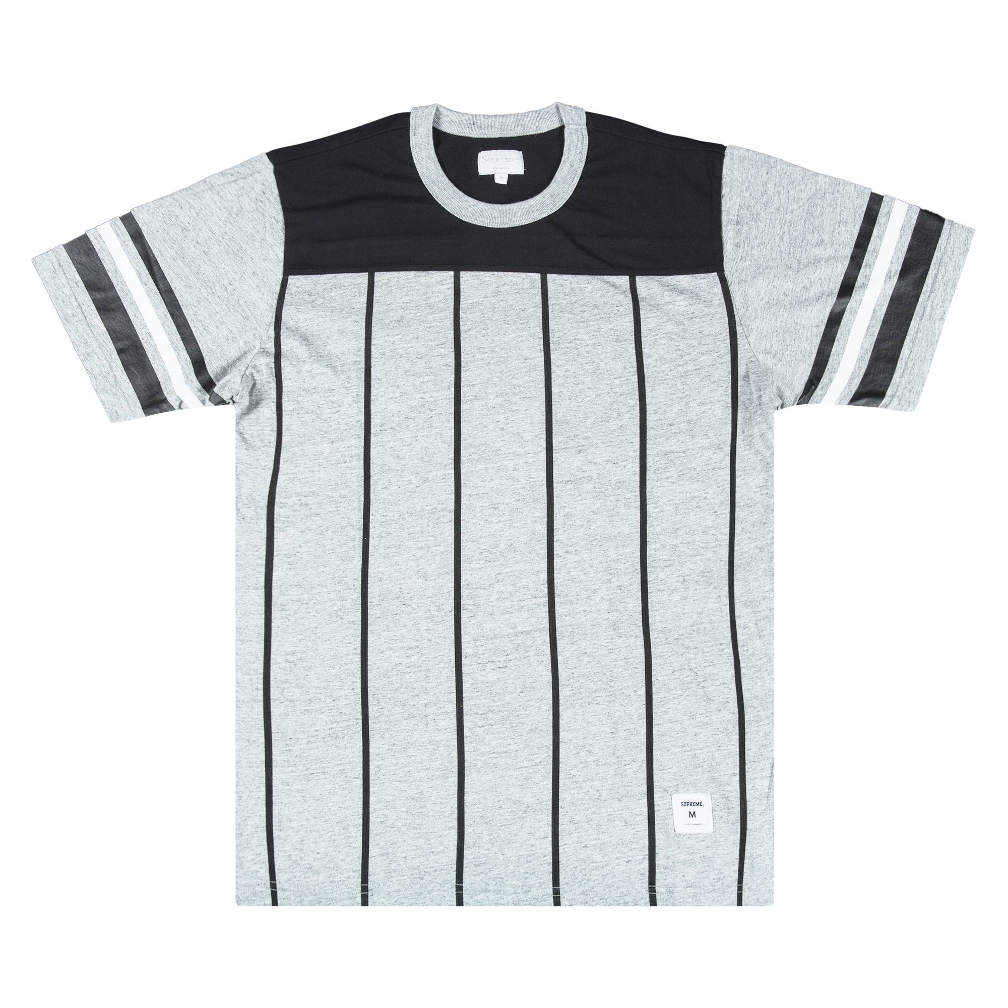 Supreme Pinstripe Short-Sleeve Football T-Shirt 'Grey' - 1