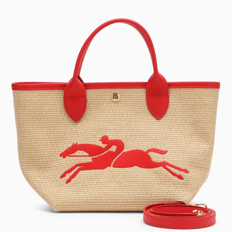 LONGCHAMP RED/BEIGE S LE PANIER BAG - 1