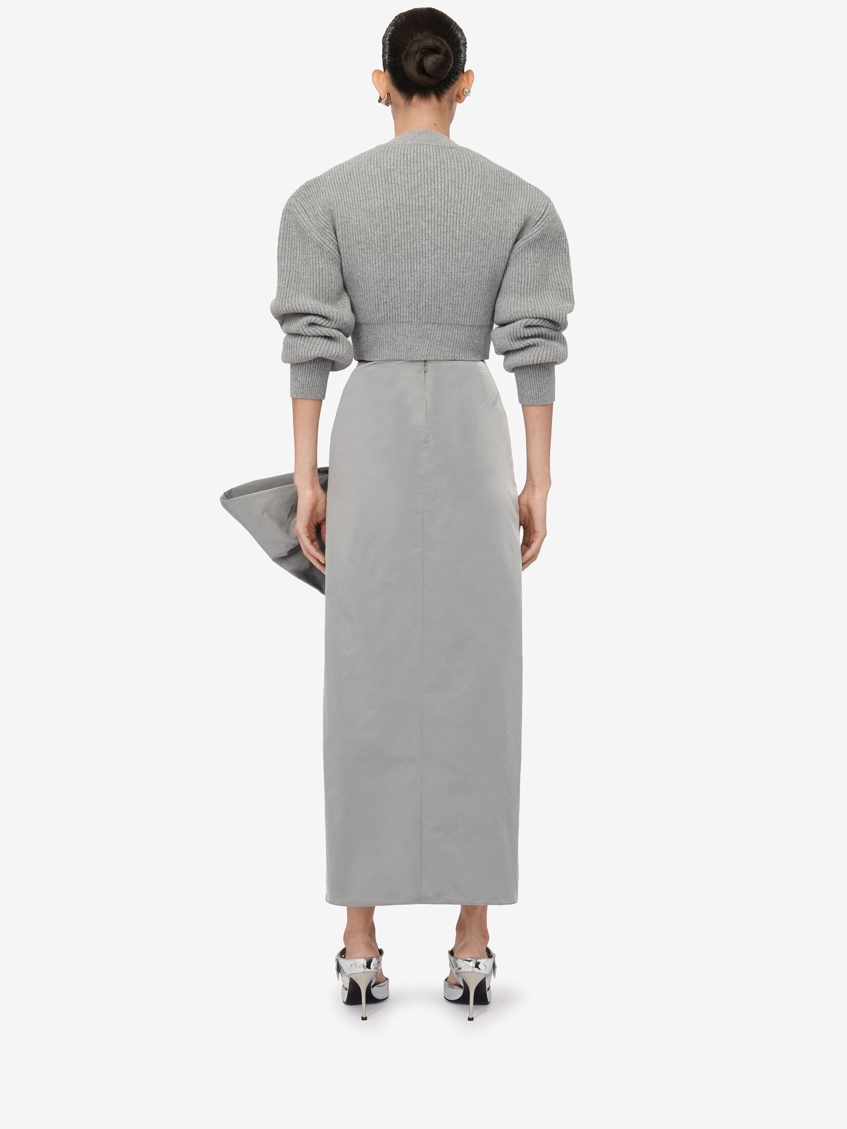 Women's Cocoon Sleeve Cardigan in Grey Melange - 4