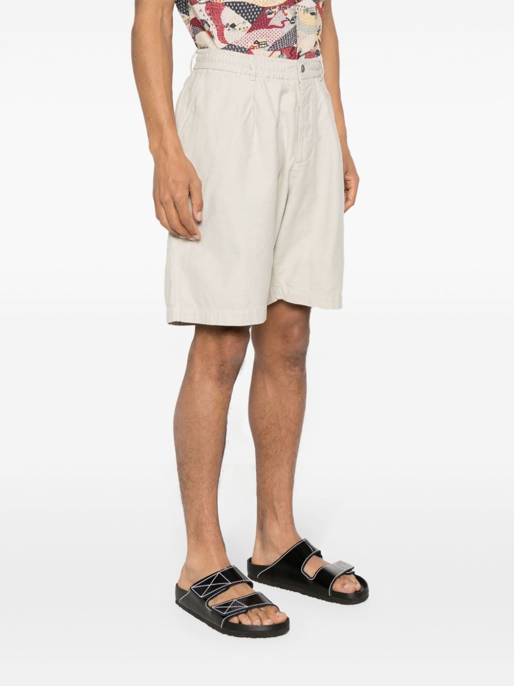 Pleated Track cotton shorts - 3