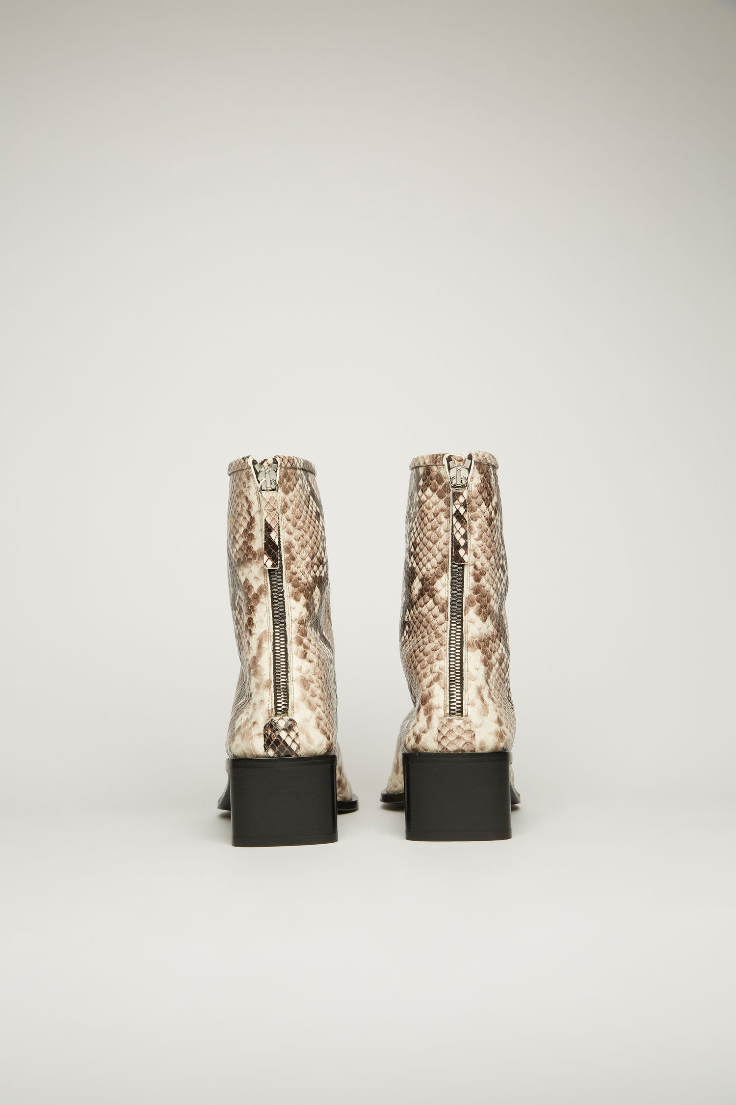 Python leather boots beige/black - 4