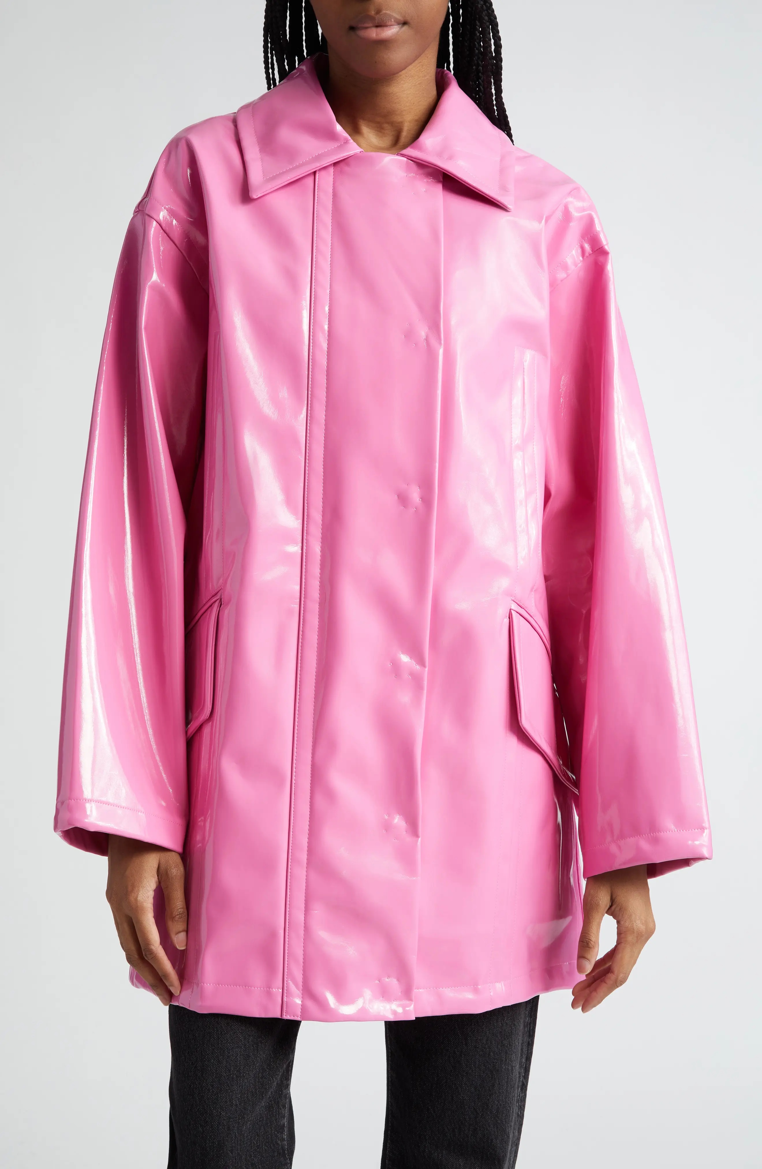 Maxxy Faux Patent Leather Raincoat - 1