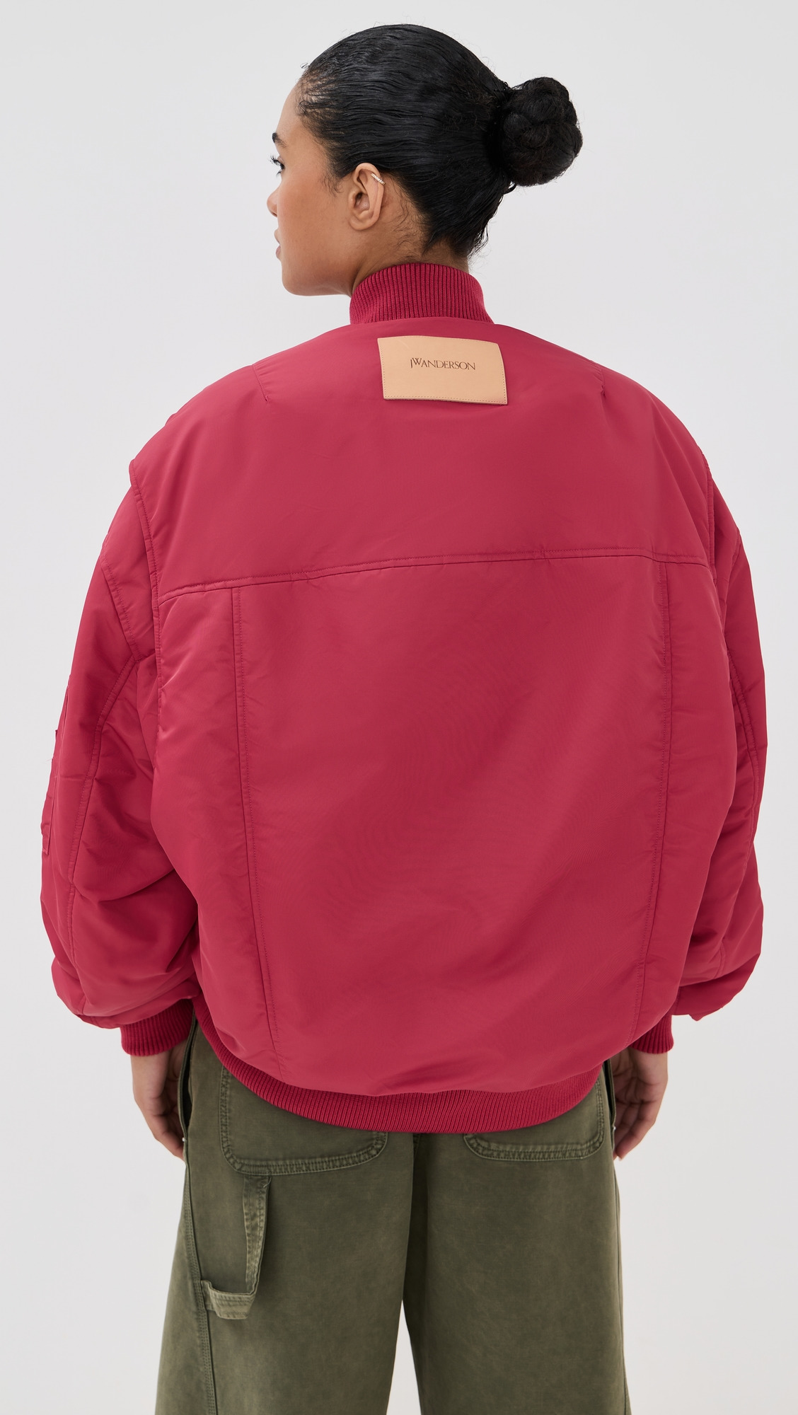 Oversized Curved Hem Bomber Jacket - 2