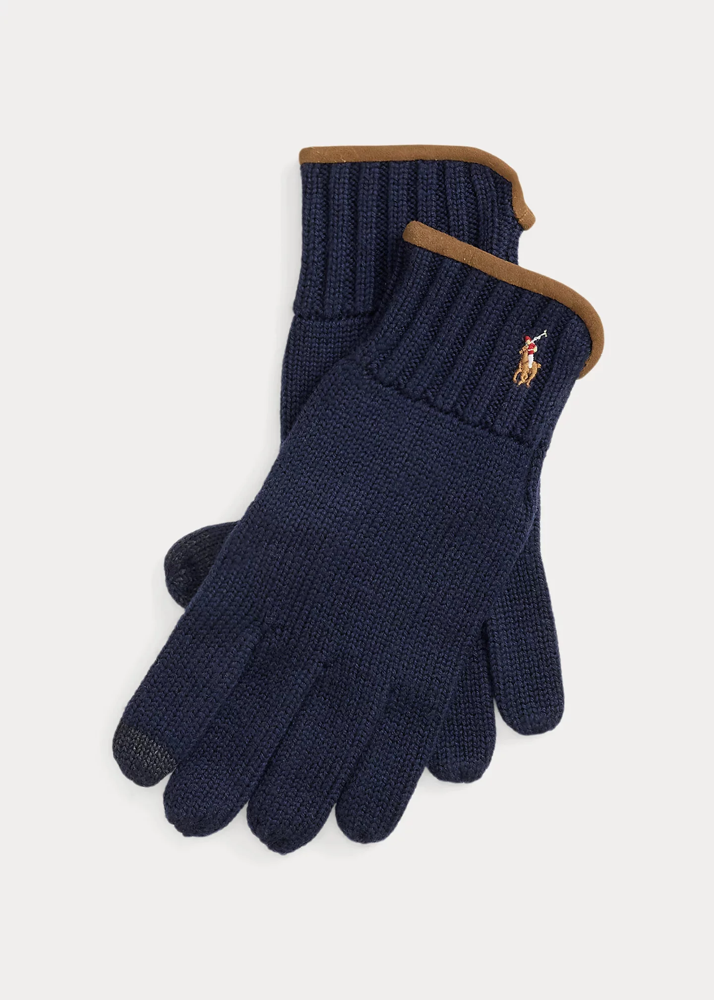 Suede-Trim Wool Touch-Screen Gloves - 1