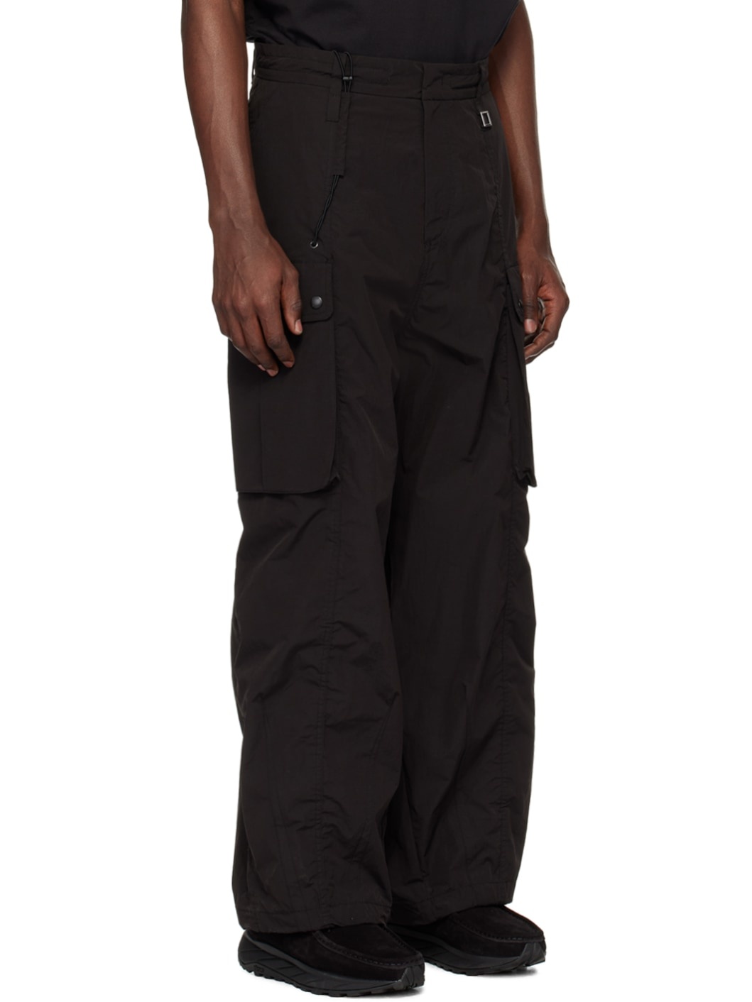 Black Curved Cargo Pants - 2