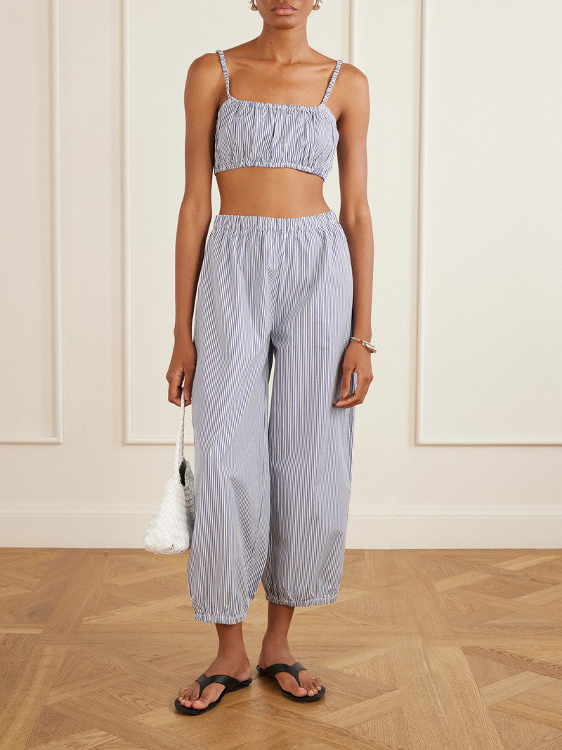 SUZIE KONDI Striped Cotton-poplin Tapered Pants outlook