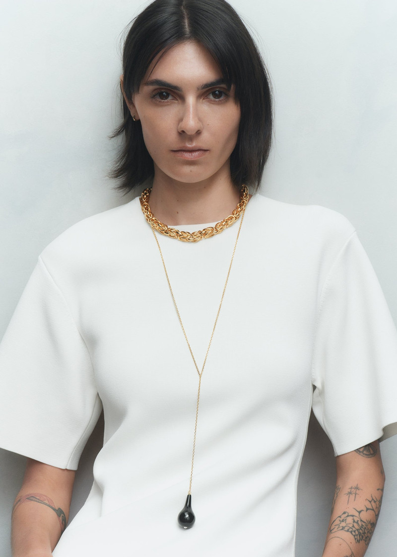 Totême Large onyx drop necklace black/gold outlook