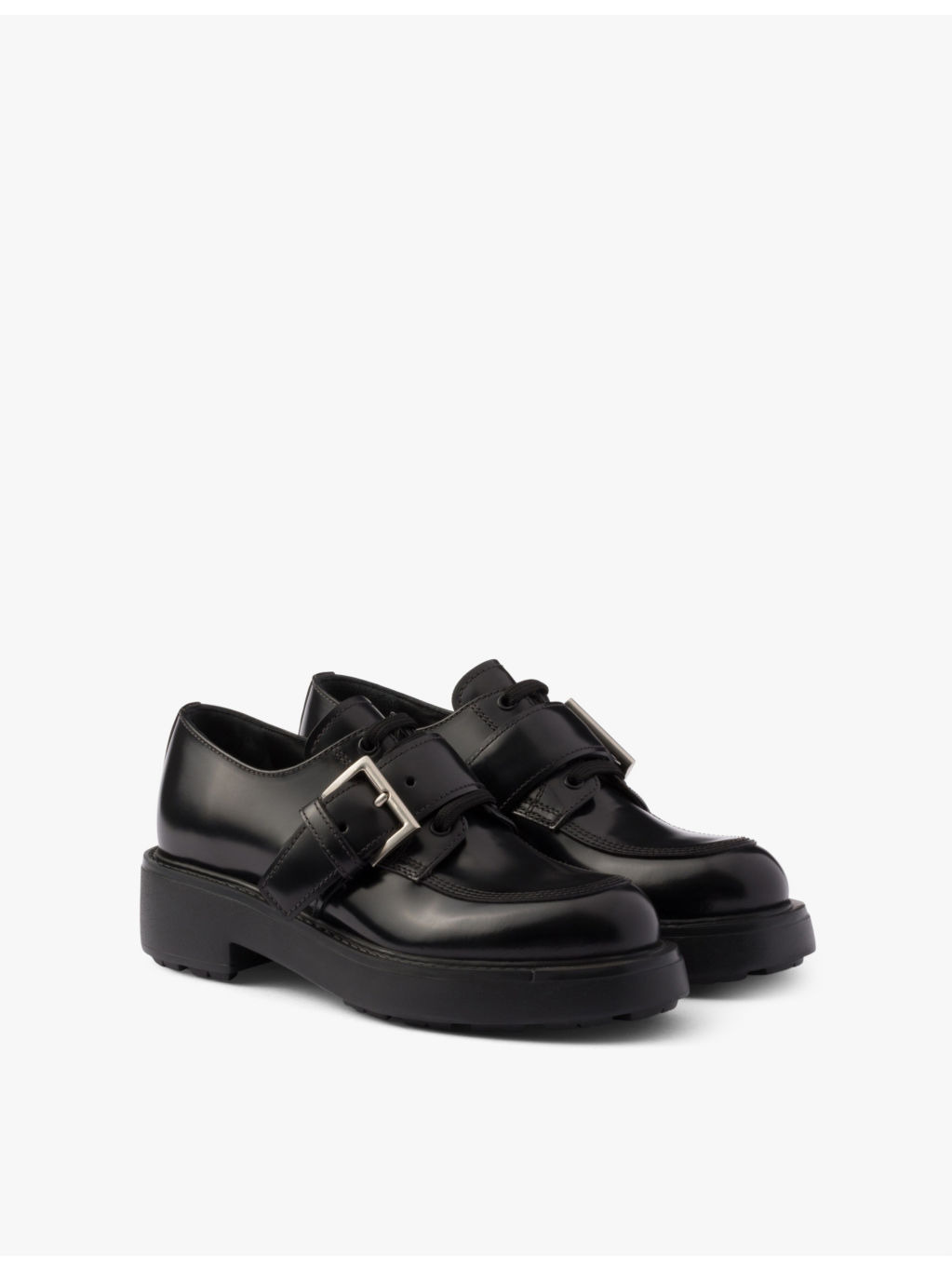 Branded-buckle brushed leather loafers - 5