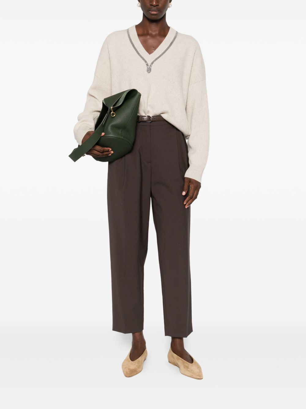 pleated wool straight trousers - 2