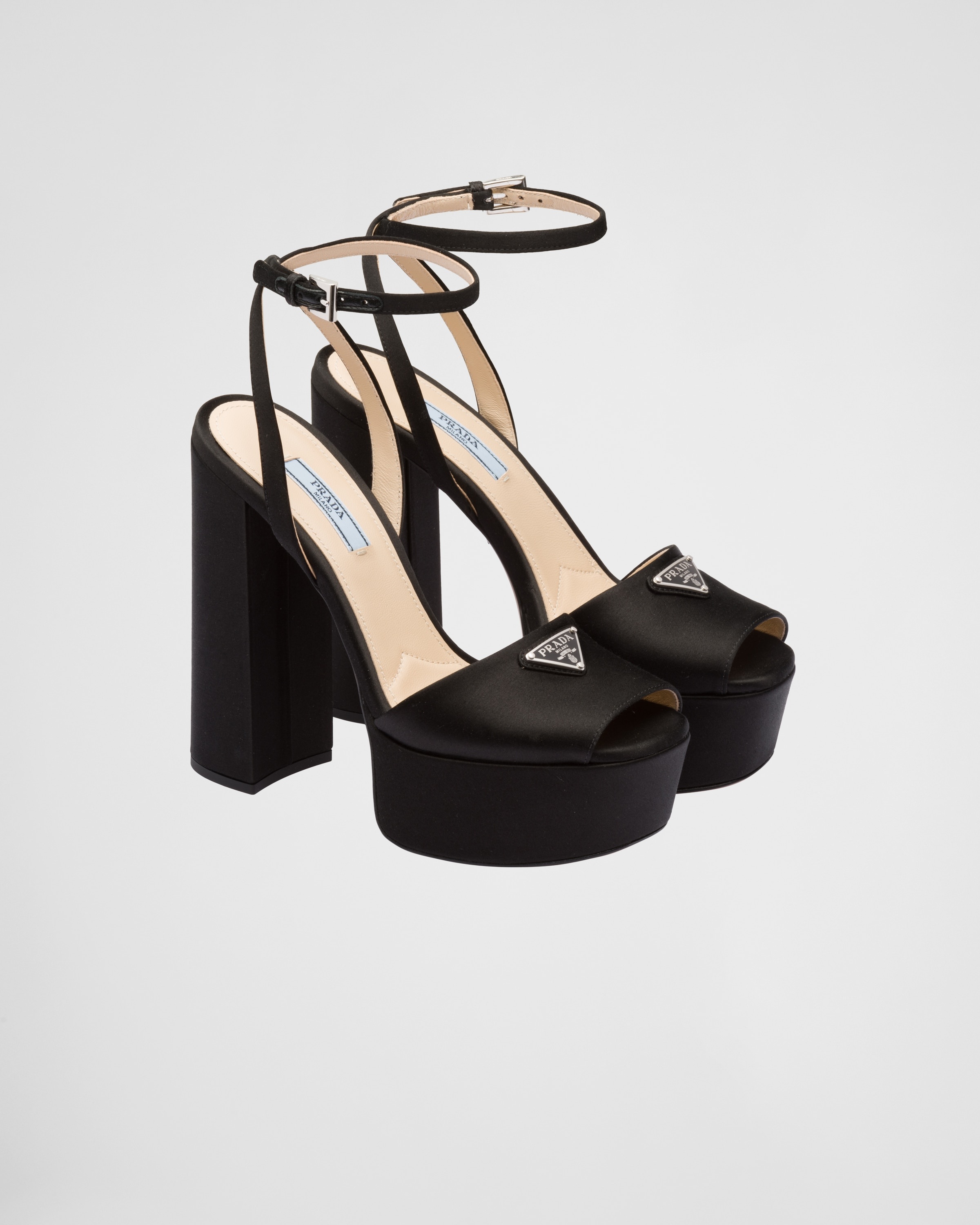 High-heeled satin sandals - 1