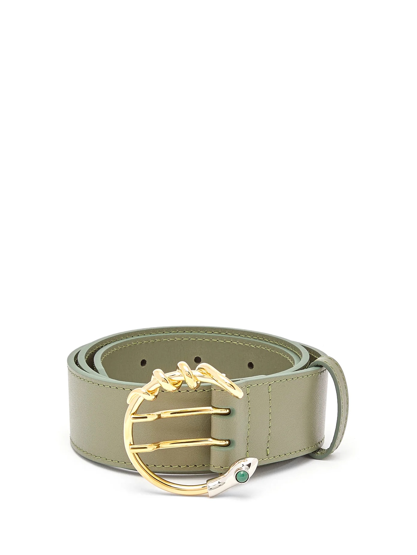 Snake C-buckle leather waist belt - 1