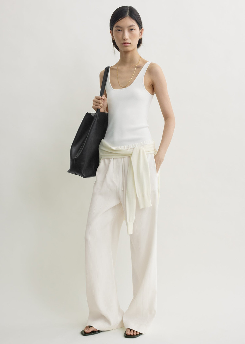 TOTEME Woven stripe drawstring trousers meringue outlook