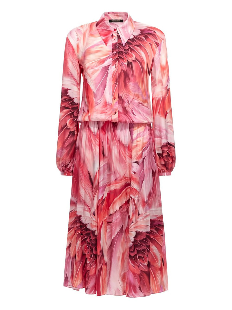 feather-print button-down midi dress 1