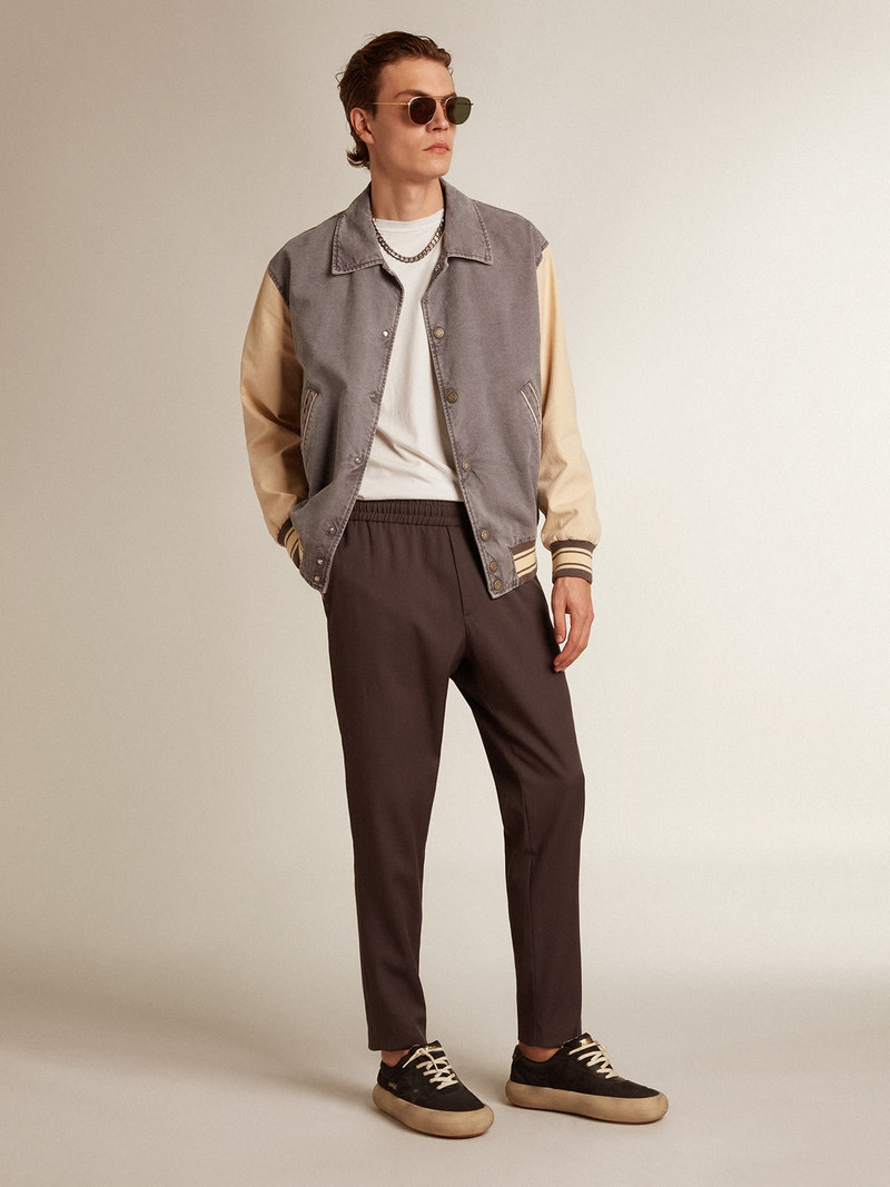 Golden Goose Bomber jacket in lilac-gray and marzipan-colored cotton outlook