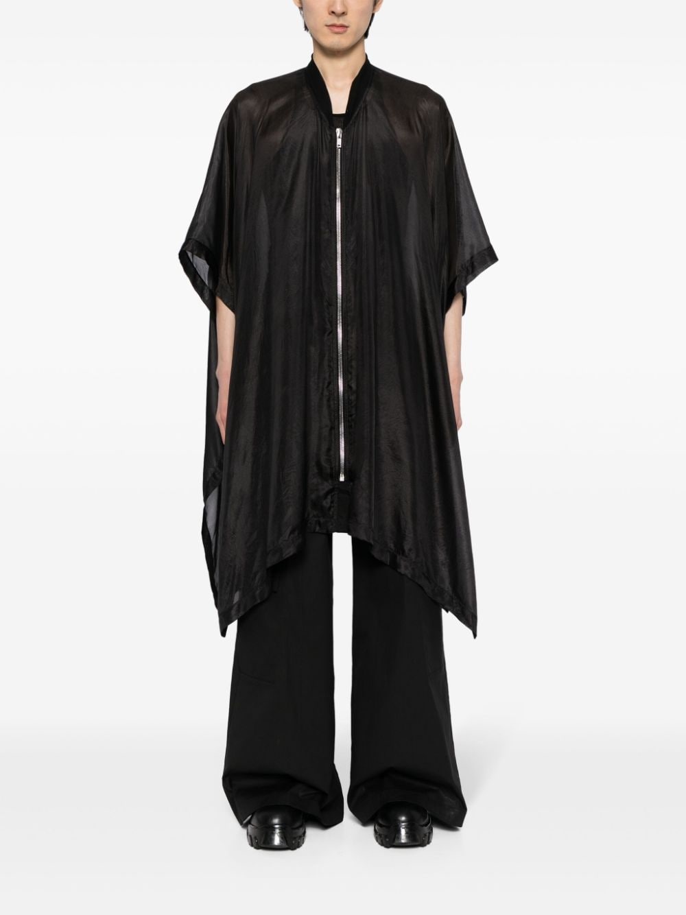 asymmetric silk-habotai coat - 2
