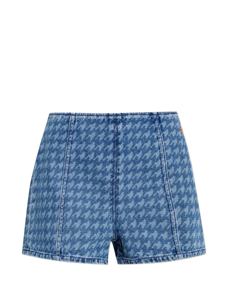 houndstooth-pattern denim shorts 1