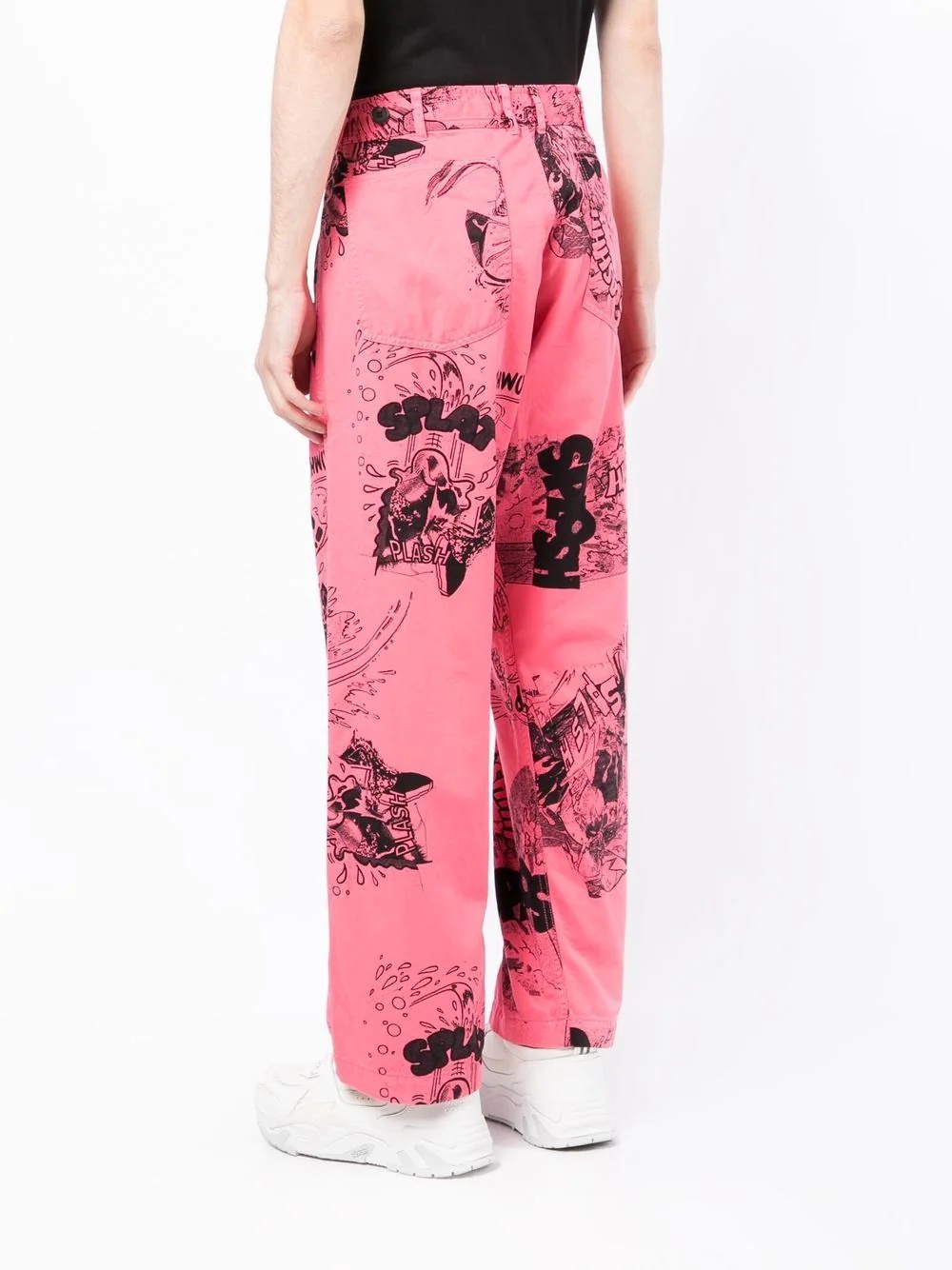 cartoon-print straight leg trousers - 4