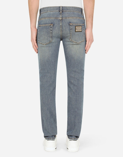 Dolce & Gabbana Blue skinny stretch jeans with crystals outlook