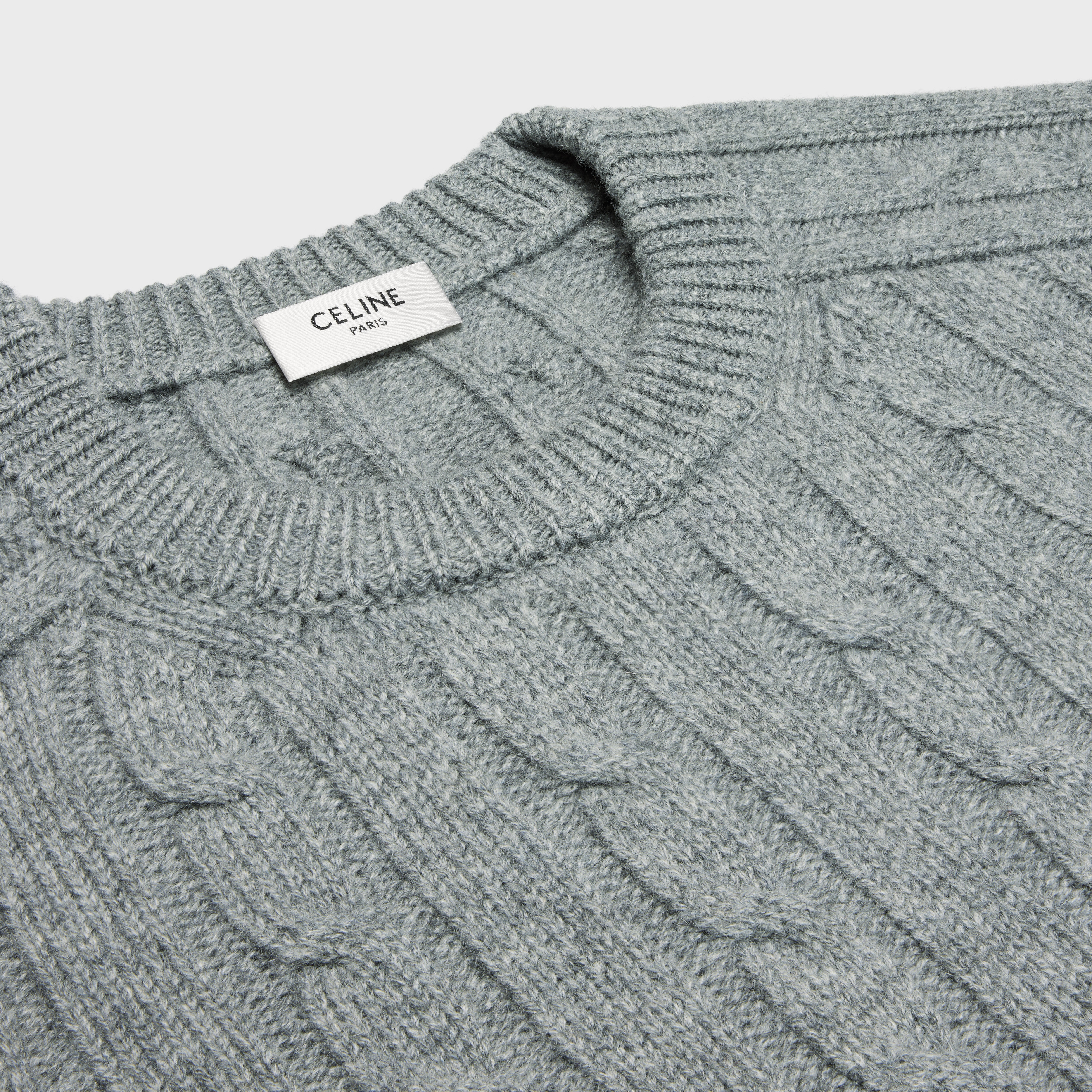 CELINE cable knit triomphe sweater in cashmere REVERSIBLE