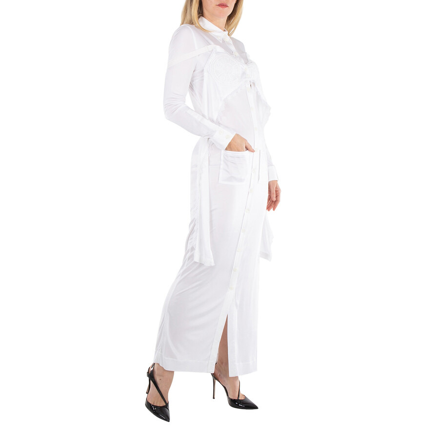 Burberry Long-Sleeved Button-Up Dress Openwork Inserts - 6
