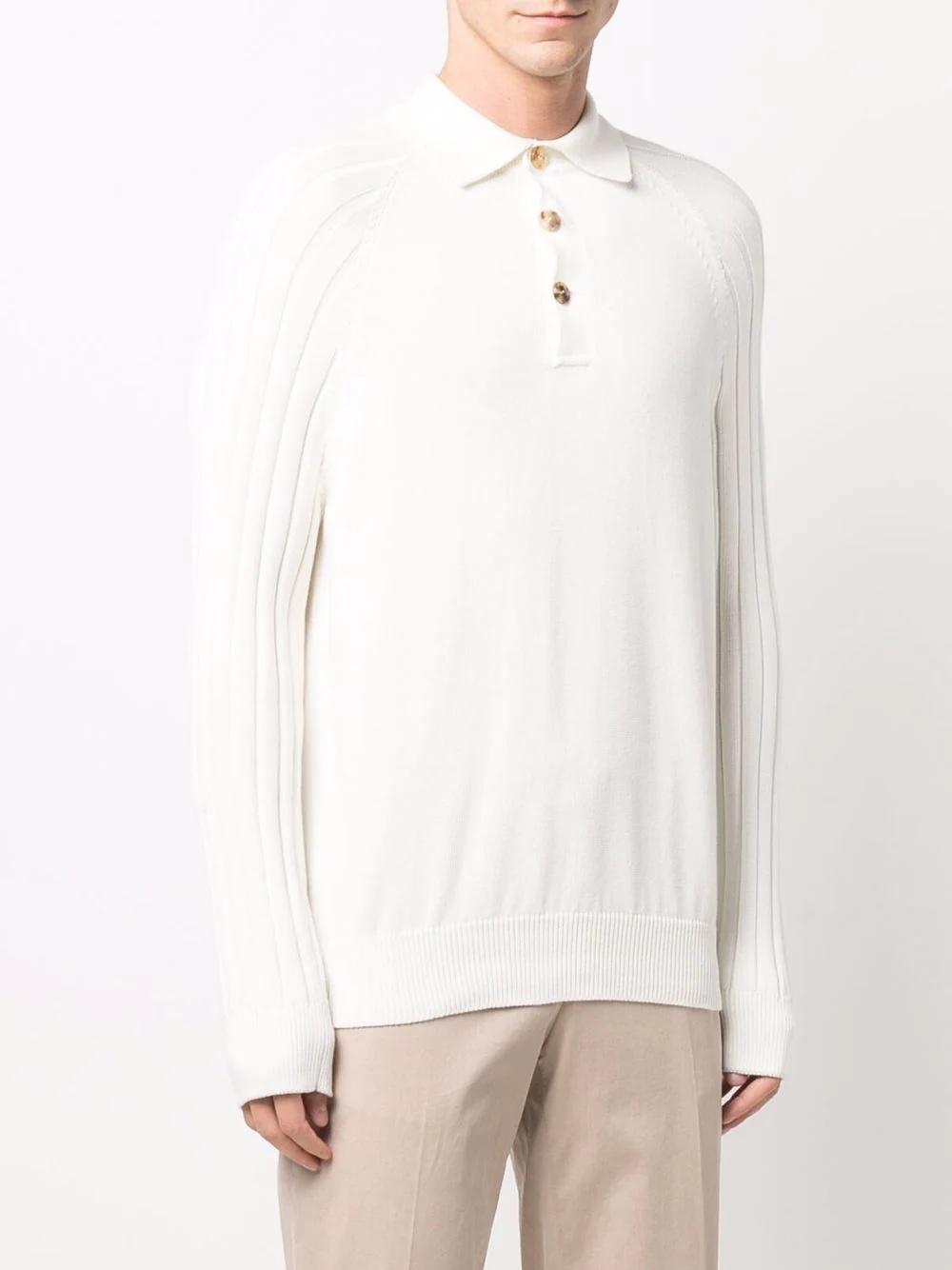 ribbed-knit polo sweater - 3