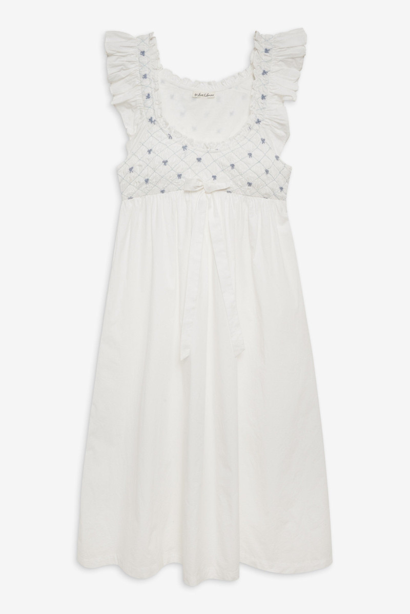 Birdie Bow Smocked Midi Slip Dress 1
