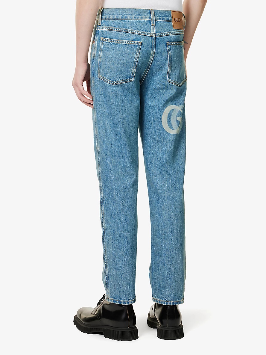 【送料&関税込】Gucci Cropped Jeans Gucci Logo Patch Cropped Jeans 100% Cotton – LOZURI®