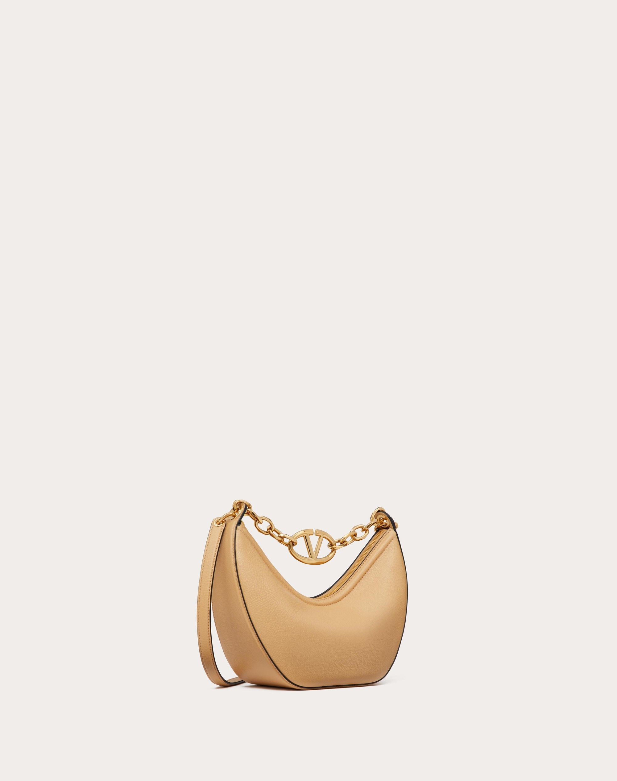 SMALL VLOGO MOON HOBO BAG IN GRAINY CALFSKIN WITH CHAIN - 2