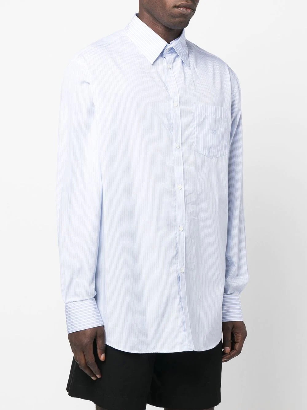 pinstripe logo-embroidered shirt - 3