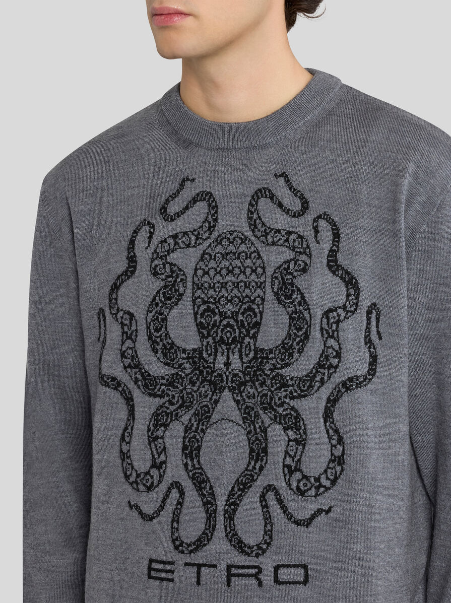 WOOL JUMPER WITH OCTOPUS AND LOGO - 3