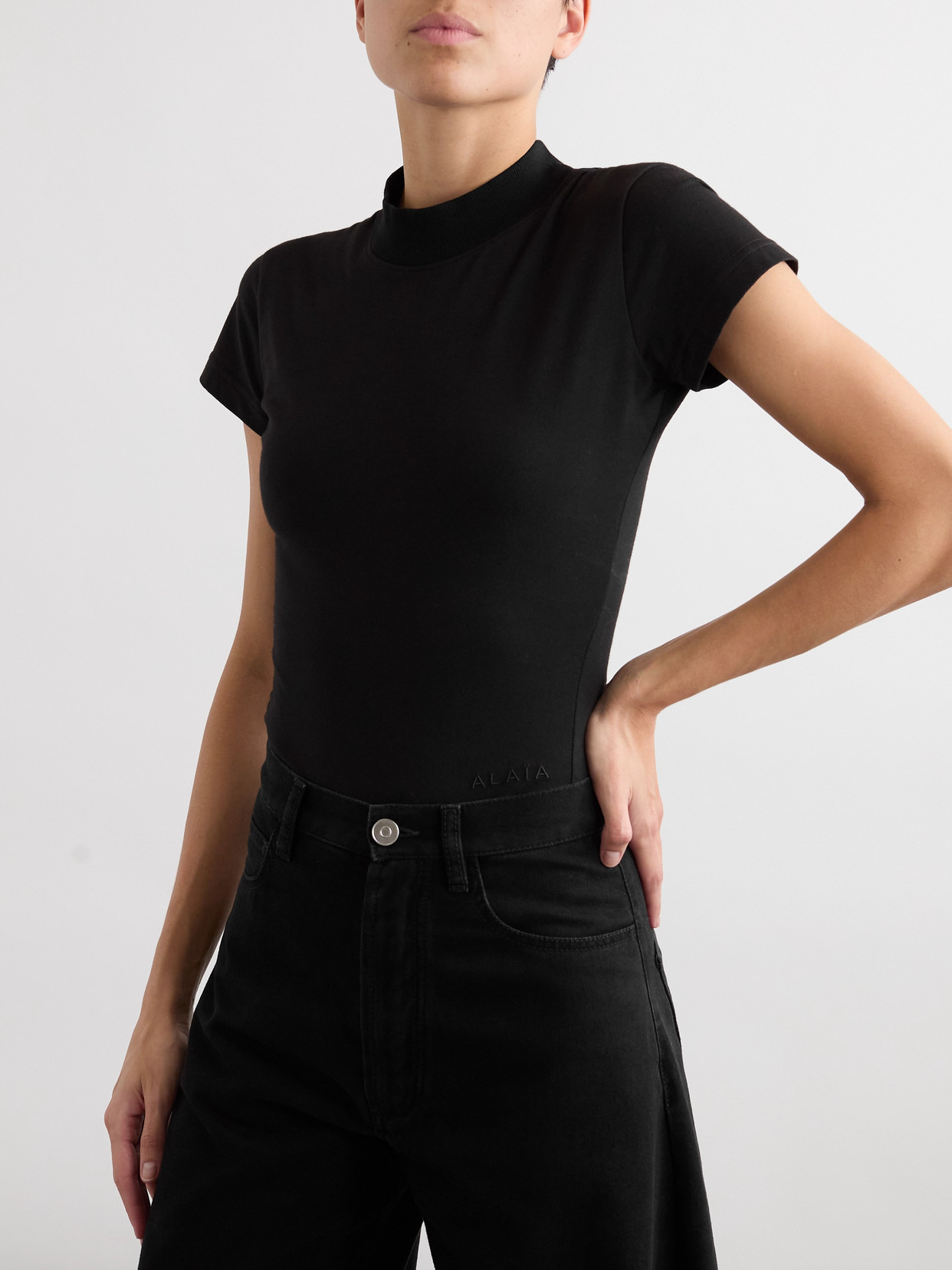 Embroidered Stretch-cotton Jersey Bodysuit - 4
