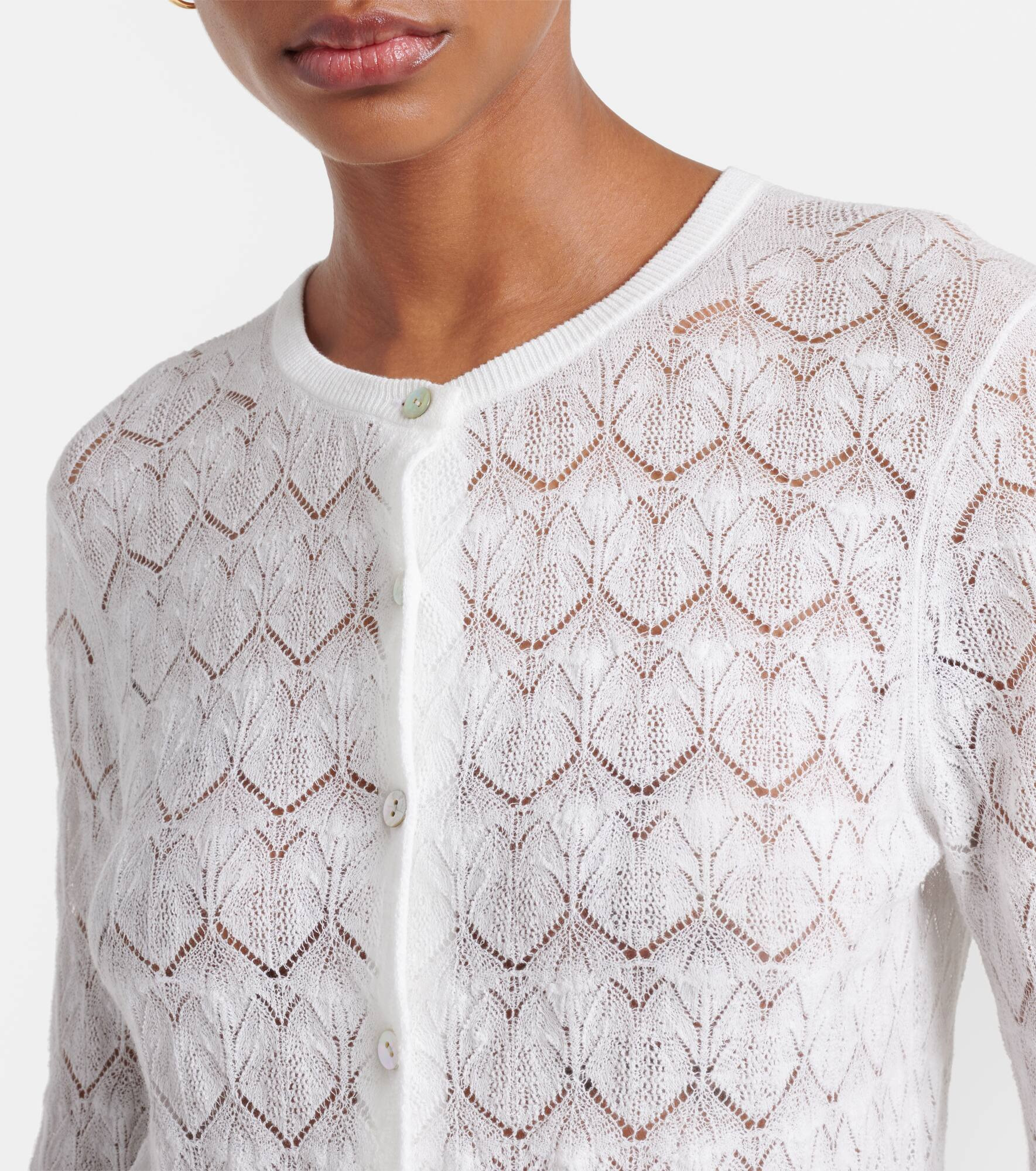 Pointelle cotton cardigan - 4