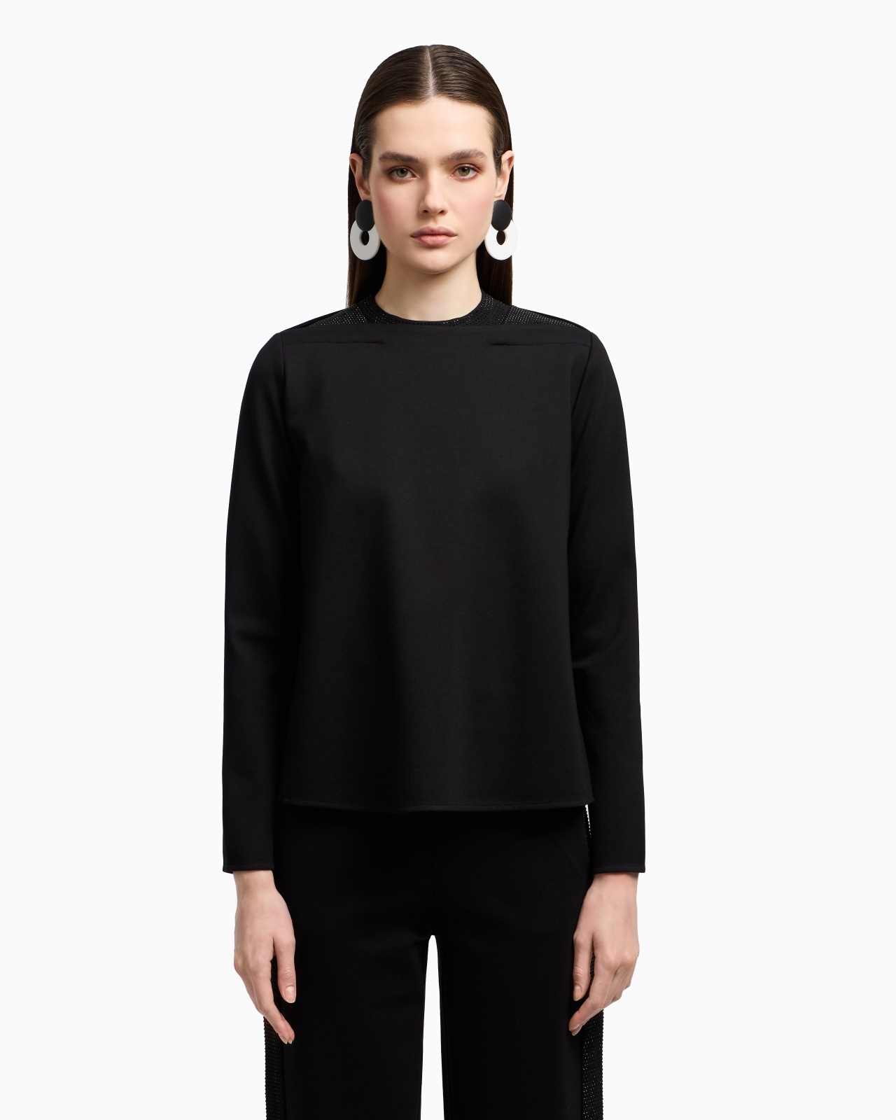 INTERLOCK JERSEY SWEATSHIRT WITH MICRO-STUD INSERTS - 2