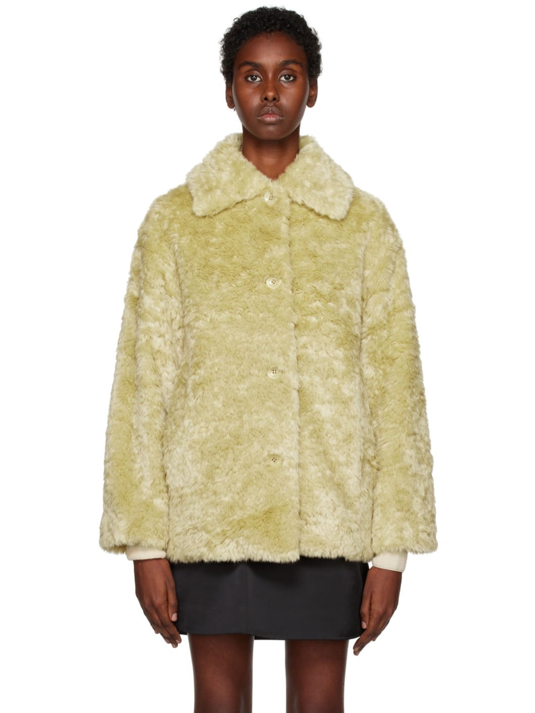 Green White Label Faux Rabbit Jacket - 1