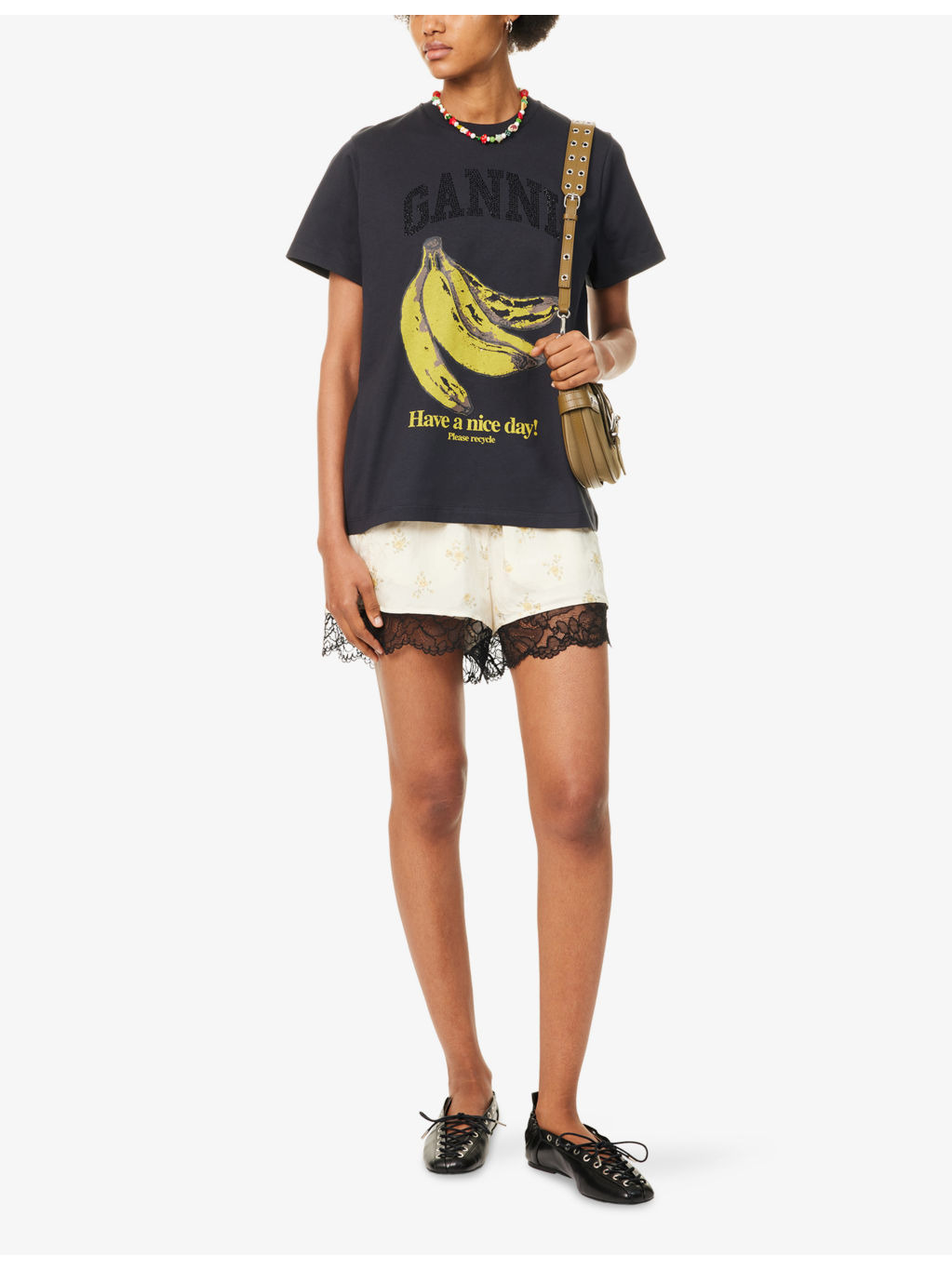 Banana-Print Round-Neck Cotton-Jersey T-Shirt - 2