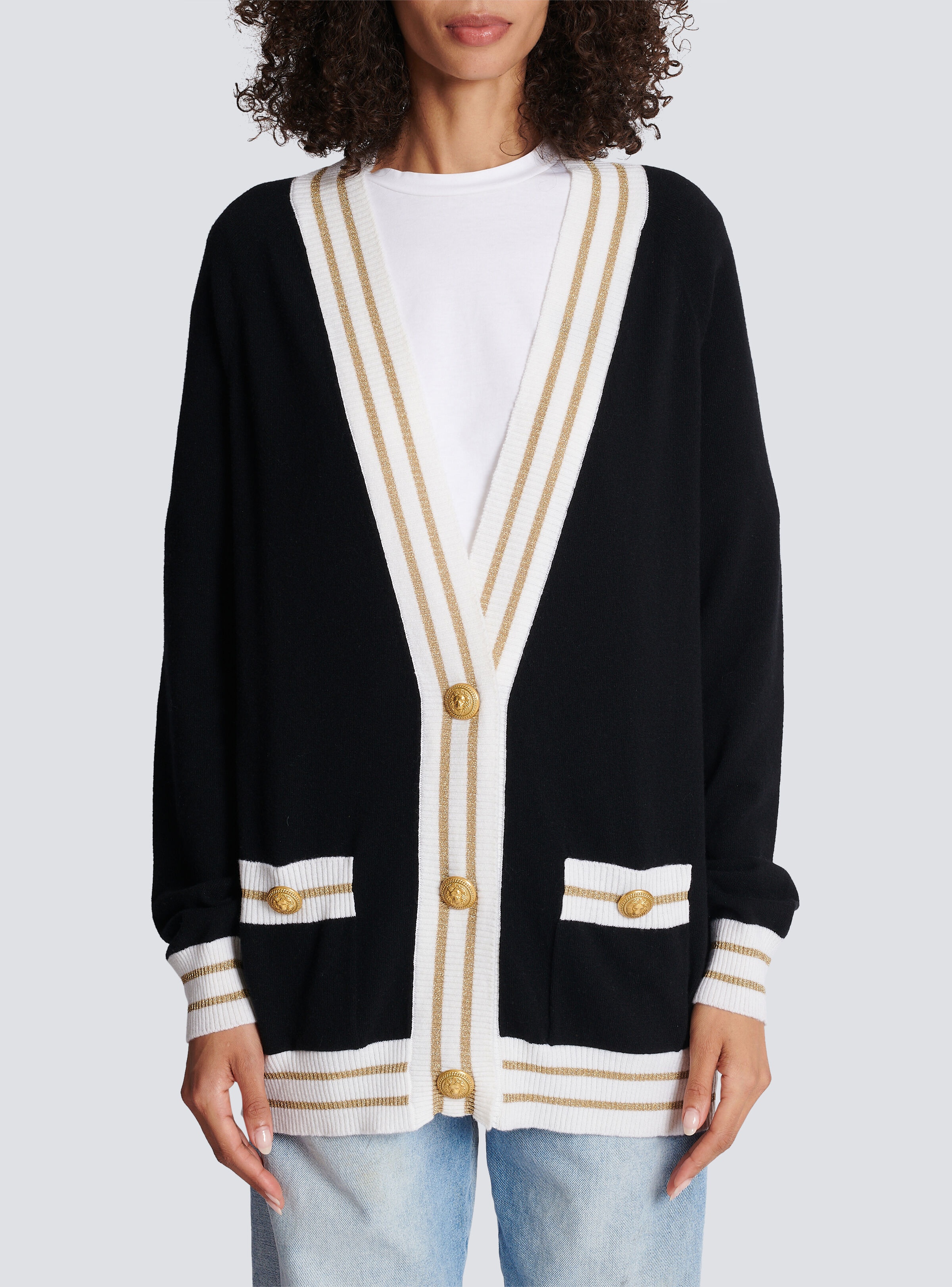 Cashmere cardigan with Balmain logo - 5