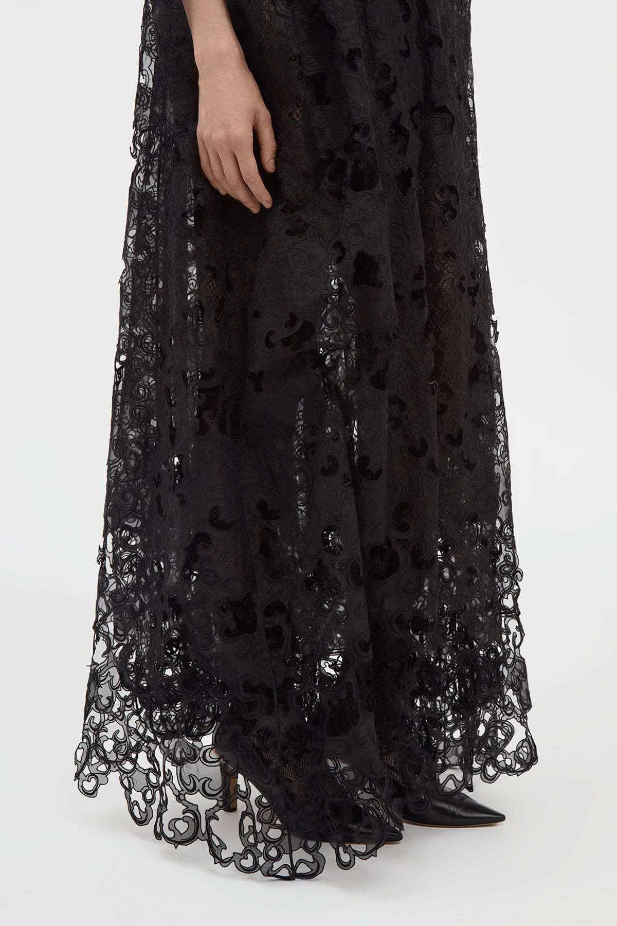Tarah Cape in Black Silk Organza Lace - 9