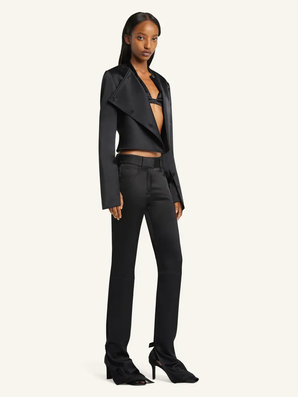 Oblique Satin Tailored Jacket - 3