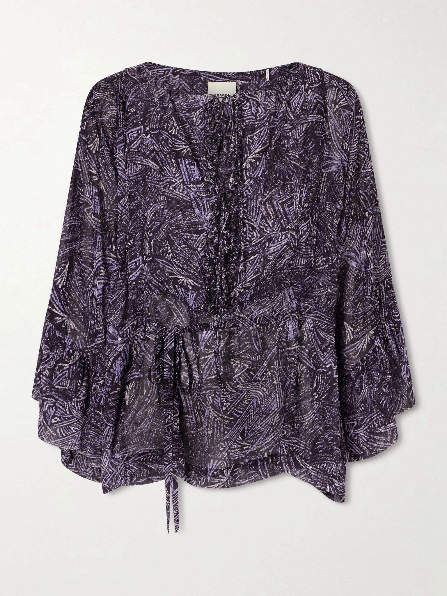 Tekia belted silk top Navy - 1