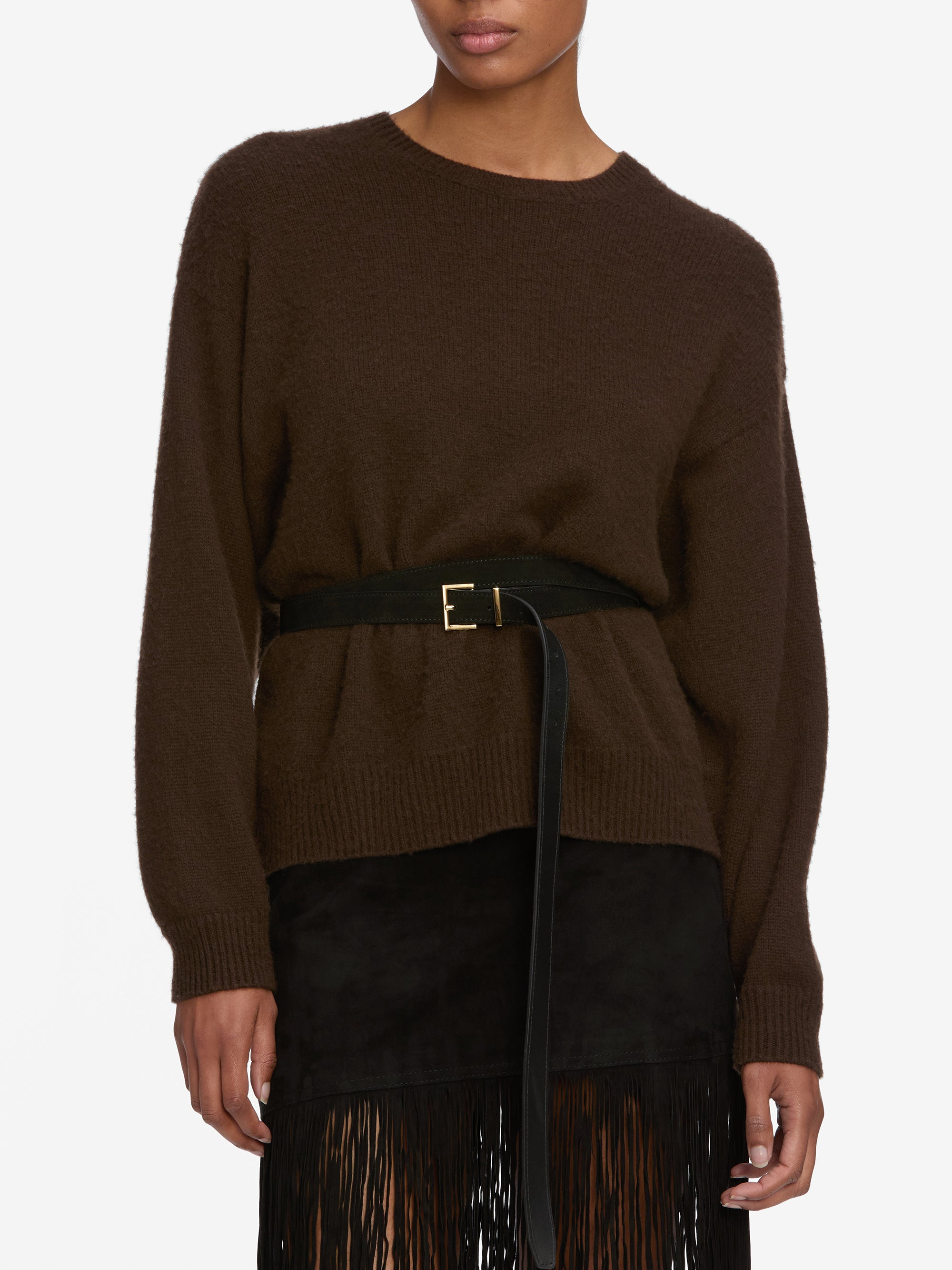 The Cashmere Brushed Sweater in Coffee - 3
