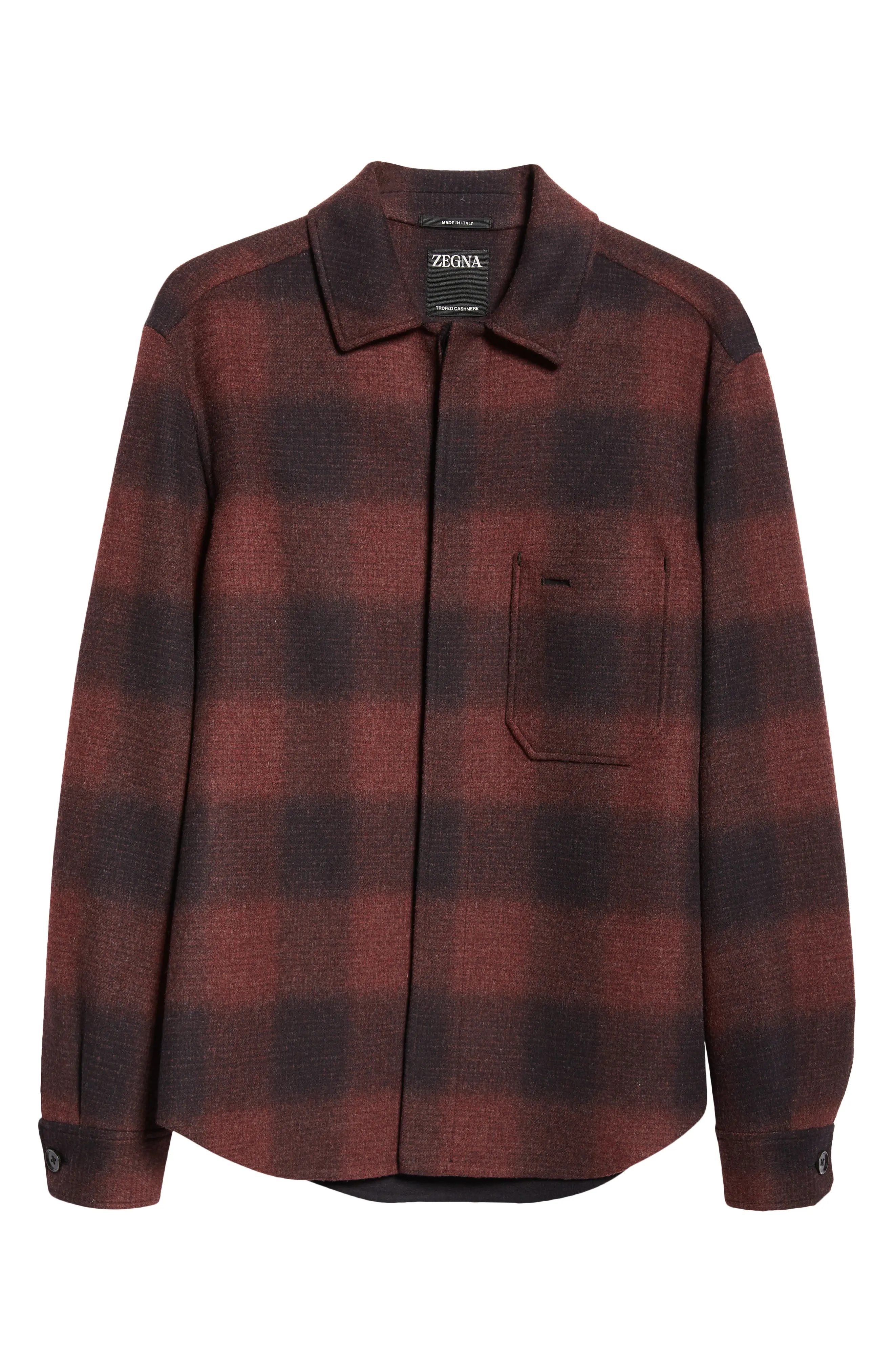 Ombré Plaid Trofeo Wool & Cashmere Double Face Overshirt - 5