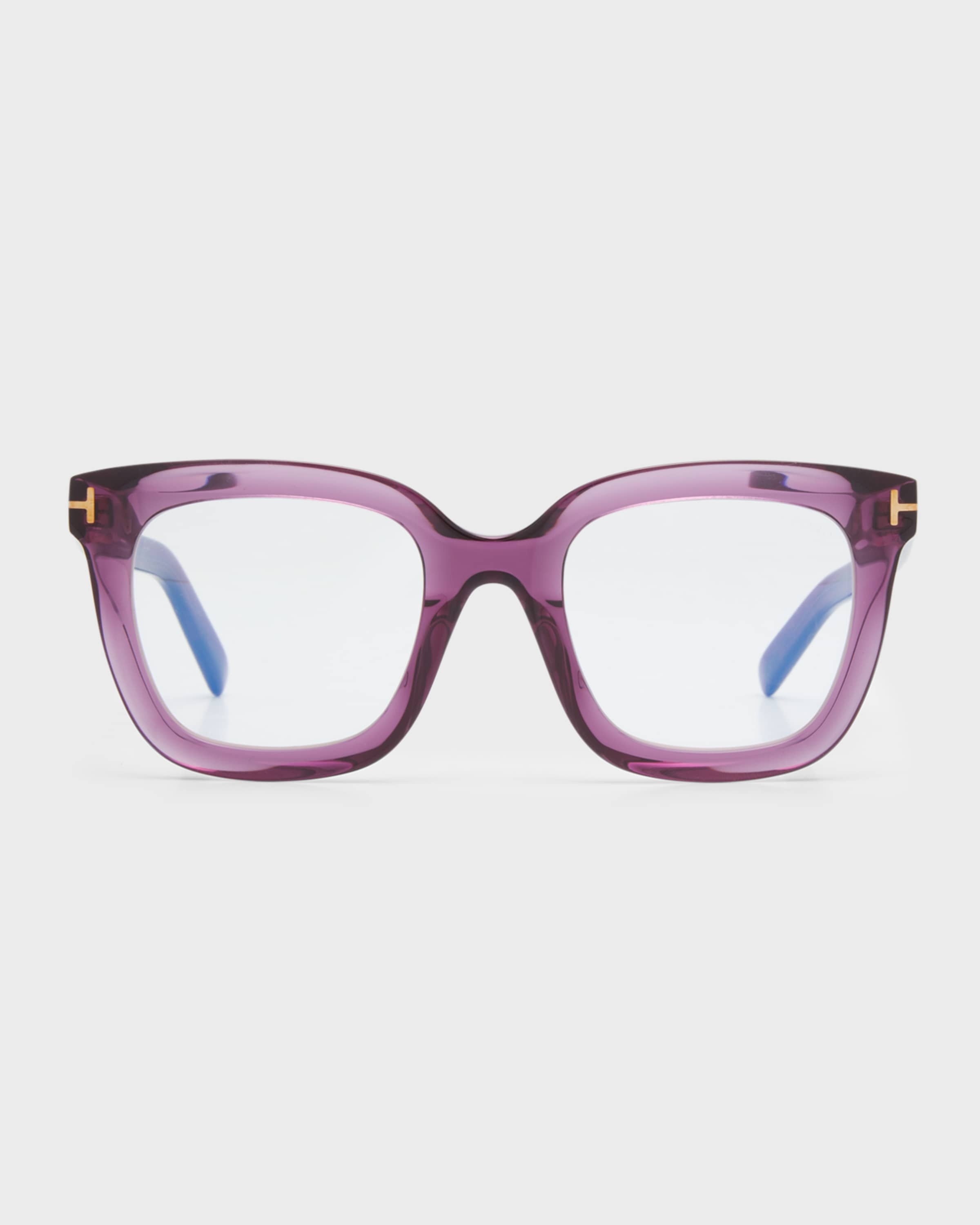 Violet Blue Blocking Square Acetate Glasses - 3