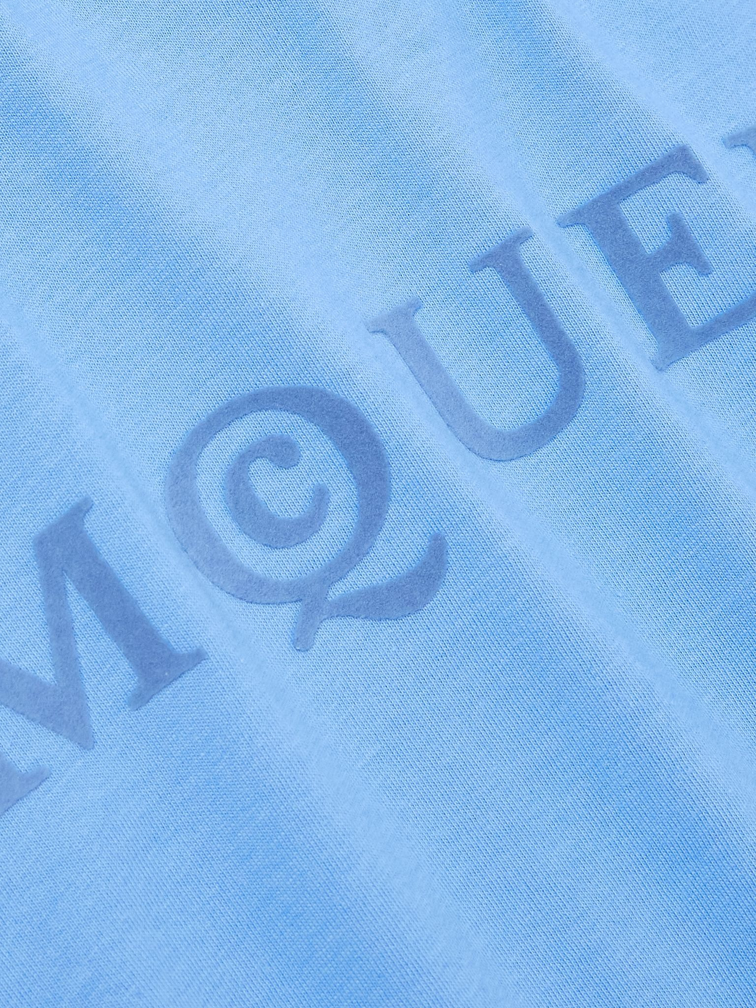 Logo-Flocked Cotton-Jersey T-Shirt Light blue - 4