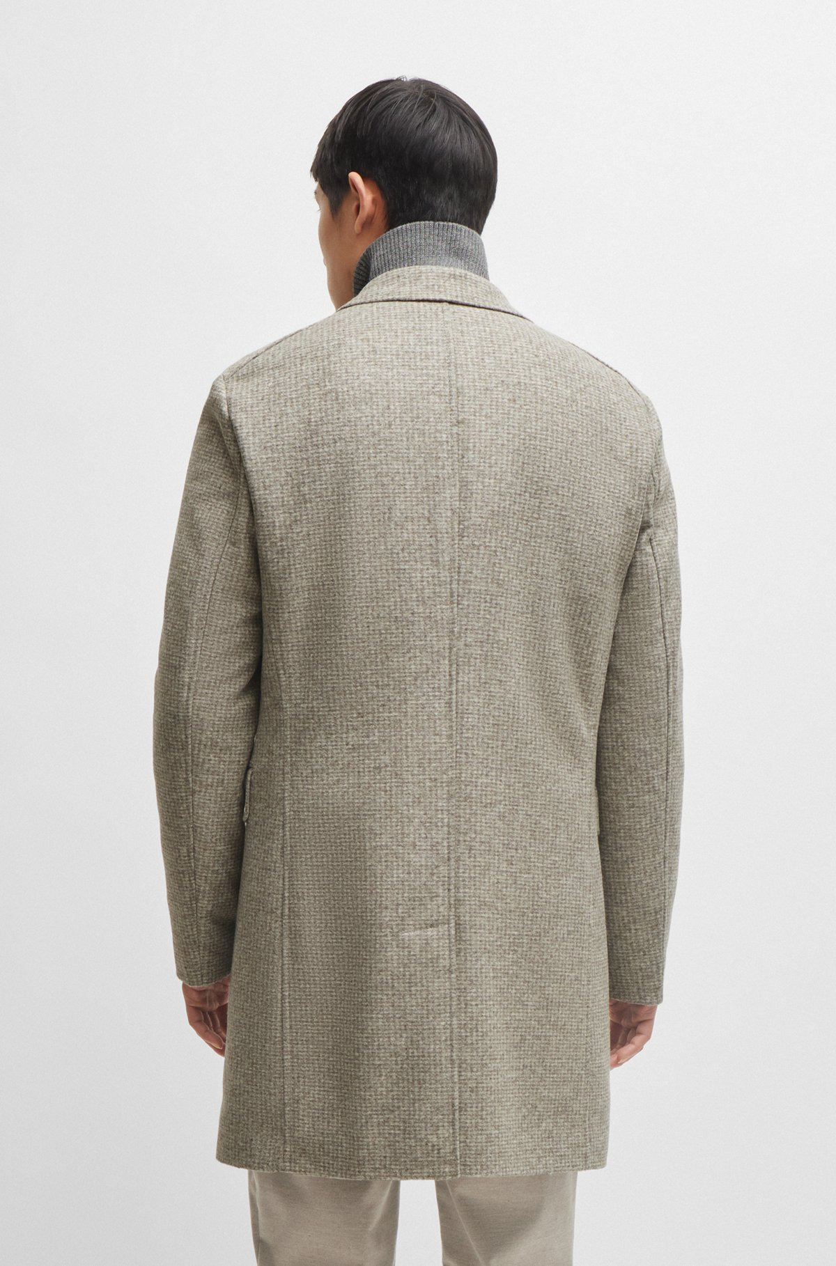 SLIM-FIT COAT IN WOOL BLEND WITH ZIP-UP INNER - 5