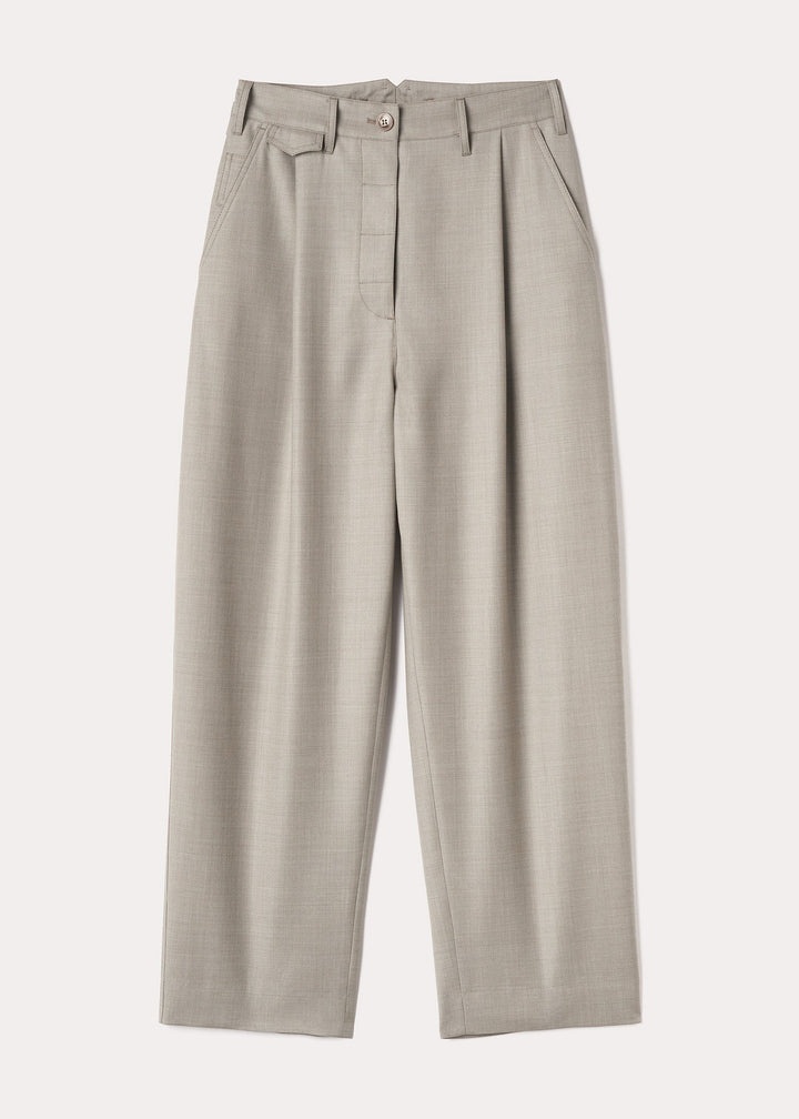 Fluid wool button trousers light hay mélange - 1