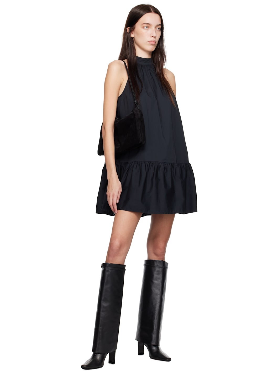 Black Wally Foldover High Heel Tall Boots - 5