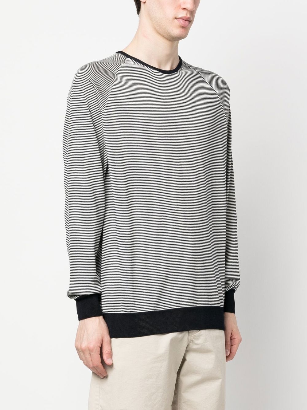 horizontal-stripe crew neck jumper - 3