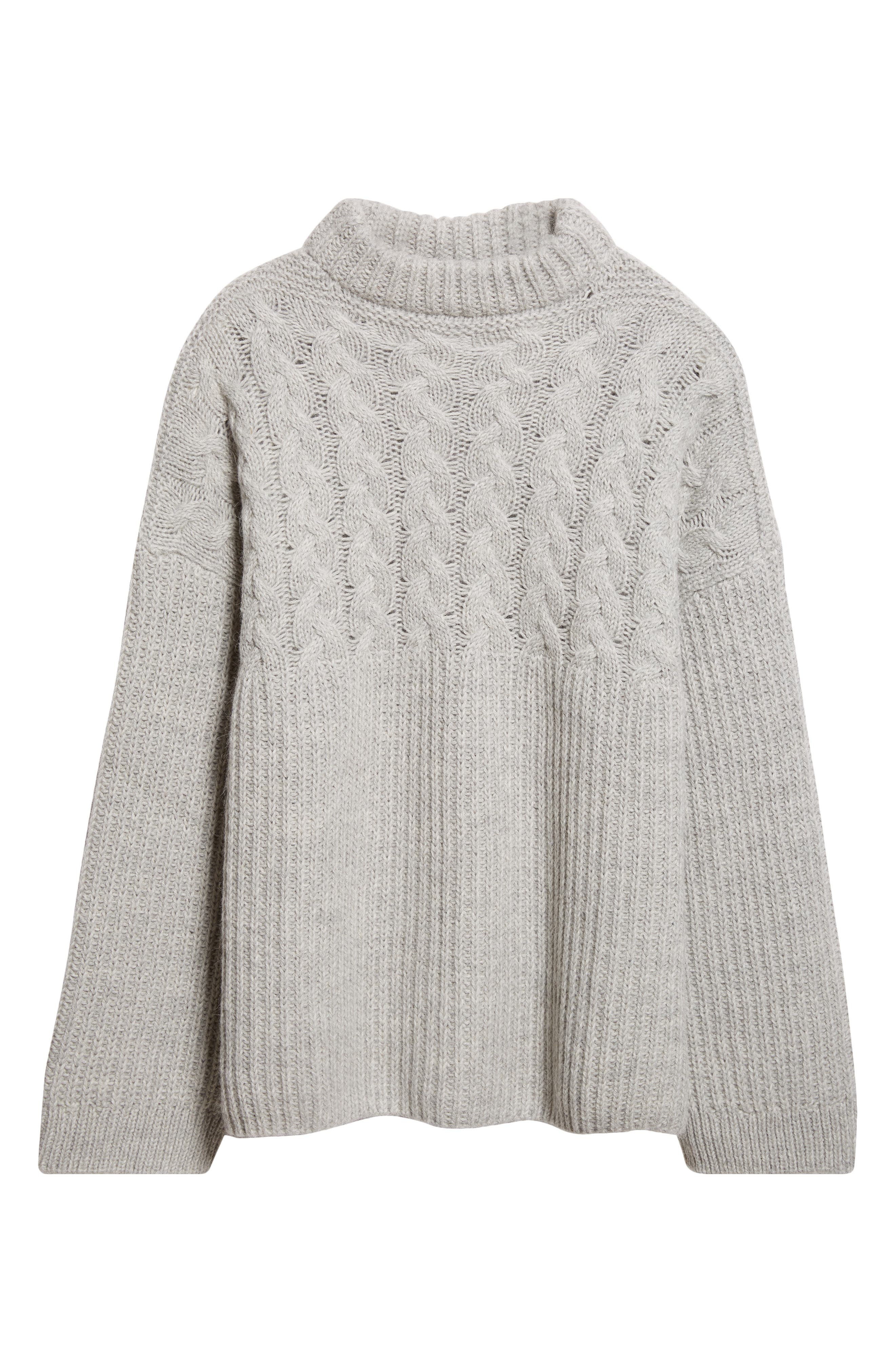 Cecilie Bahnsen Belinda Mixed Stitch Wool & Alpaca Sweater in Grey at Nordstrom - 6