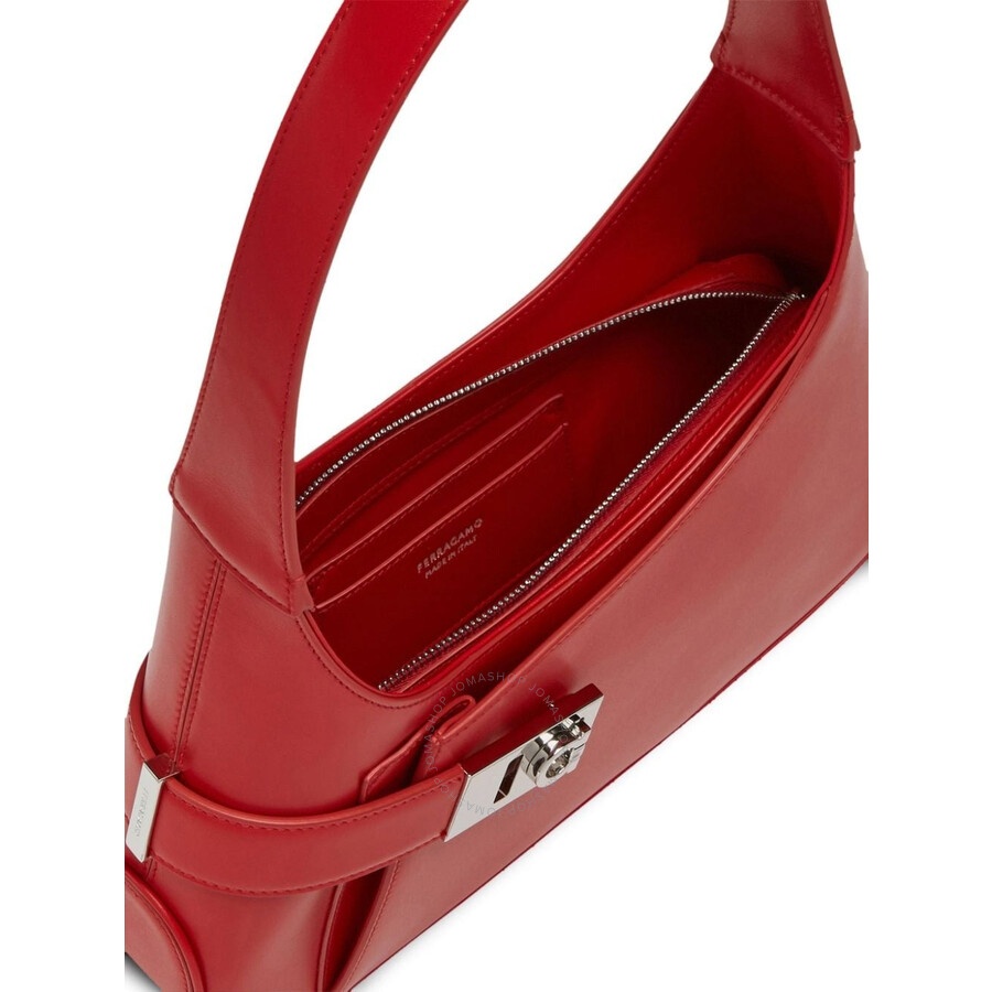 Ferragamo Archive Calfskin Leather Hobo Shoulder Bag in Red - 3